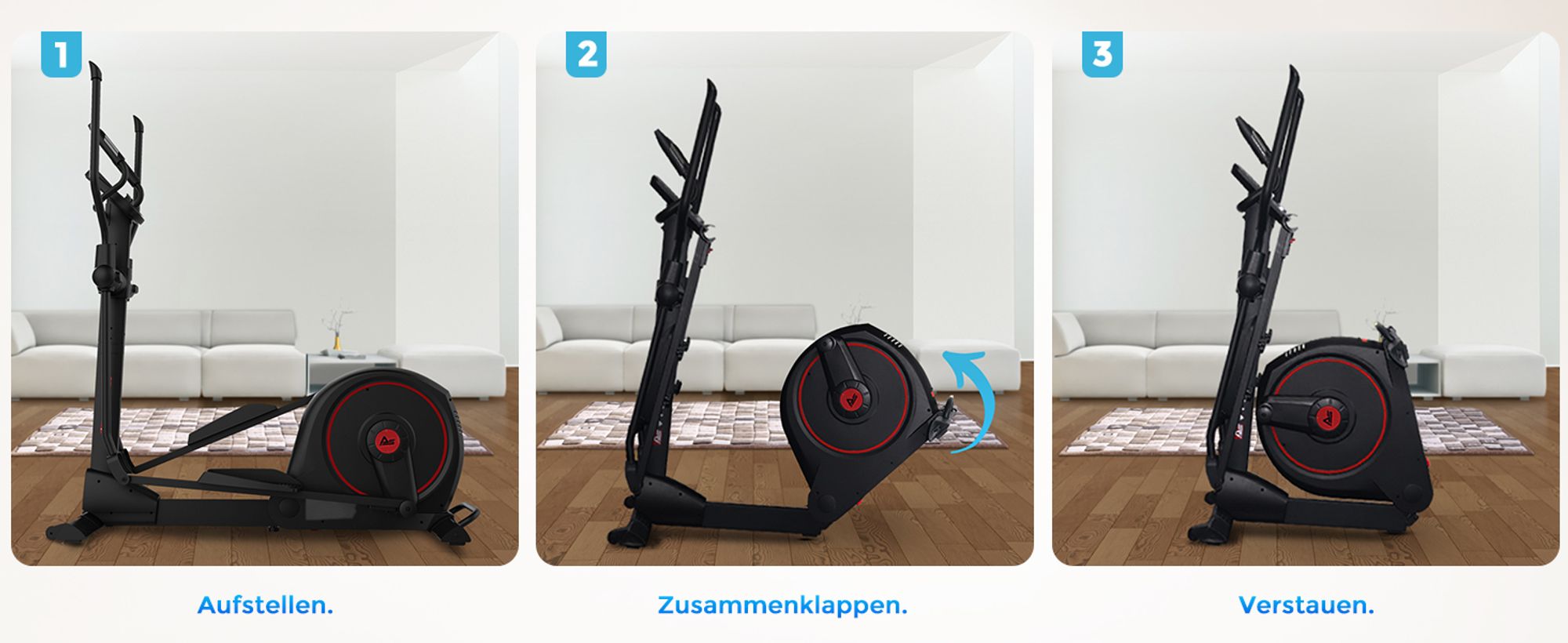 Crosstrainer klappbar AsVIVA C29 Pro Heimtrainer mit Ergometer 16 kg Schwungmasse Bluetooth HCR leise für Zuhause