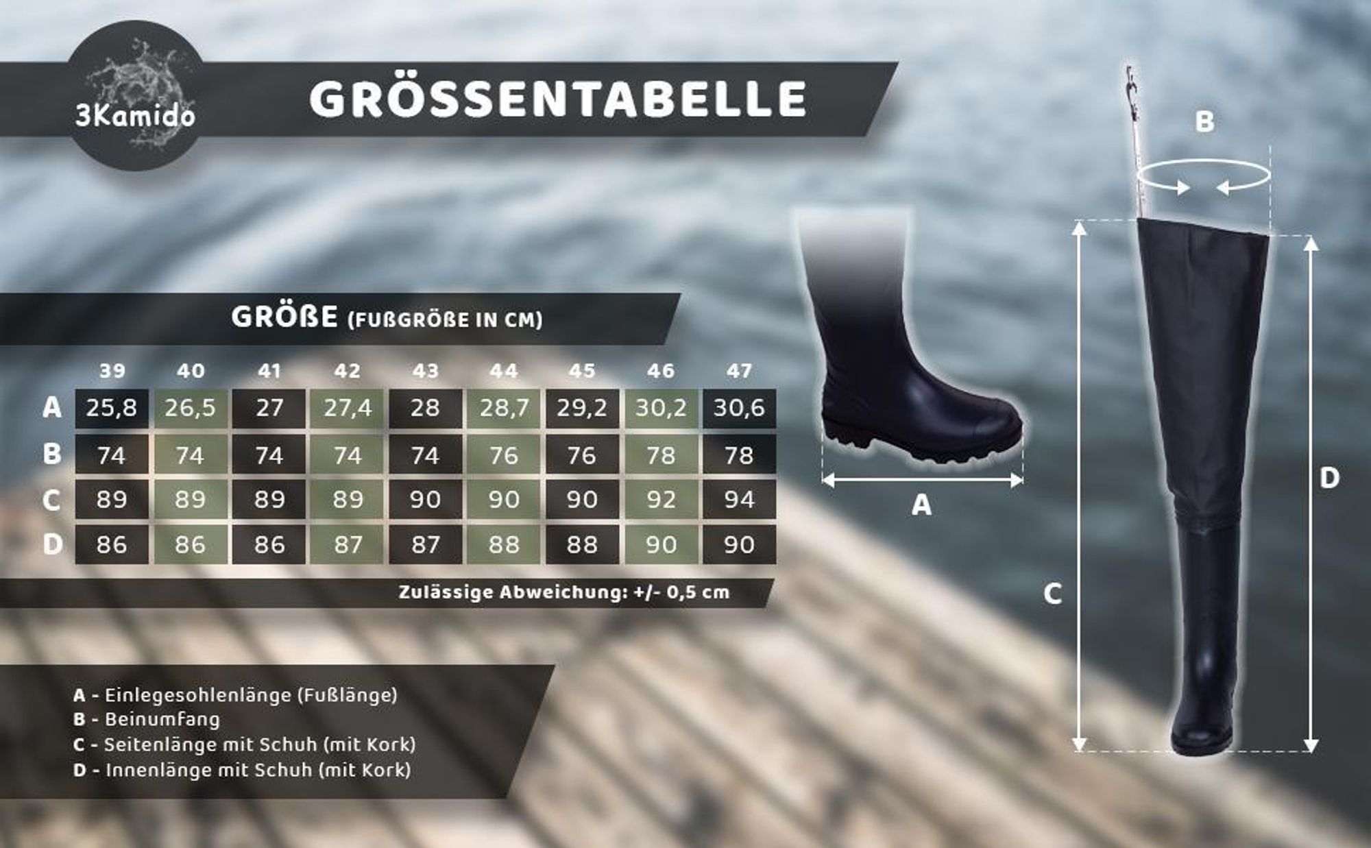 Classic Herren Watstiefel 3Kamido - Grüne - 46
