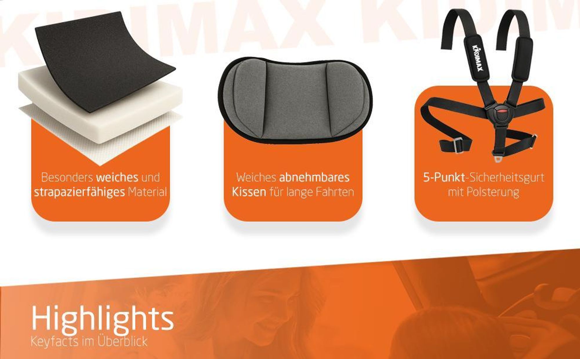 Kidimax® Kindersitz EasyFit – Sicherer & Bequemer Autositz für Kinder (9-36 kg) – Mitwachsend, Verstellbar & Komfortabel – Leicht zu montieren – Schwarz