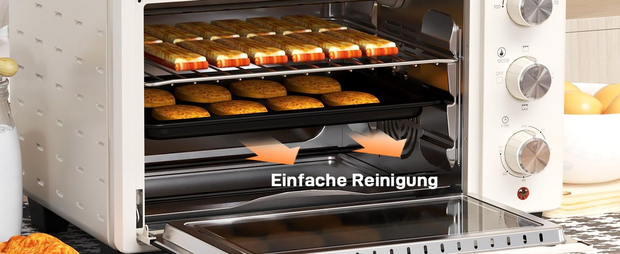 HOMCOM Mini Backofen 21L Pizzaofen Miniofen mit Backblech Grillrost Krümmelblech
