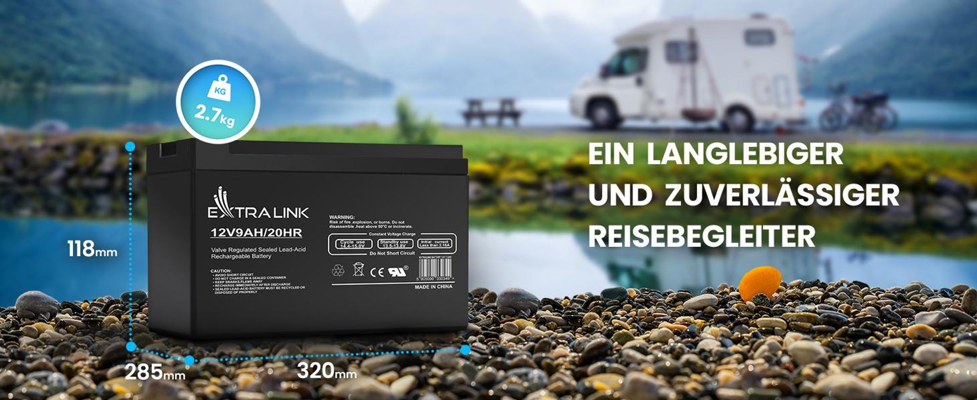 Extralink 12V 9Ah AGM Batterie wartungsfrei langlebiger VRLA Akku für USV Notstrom