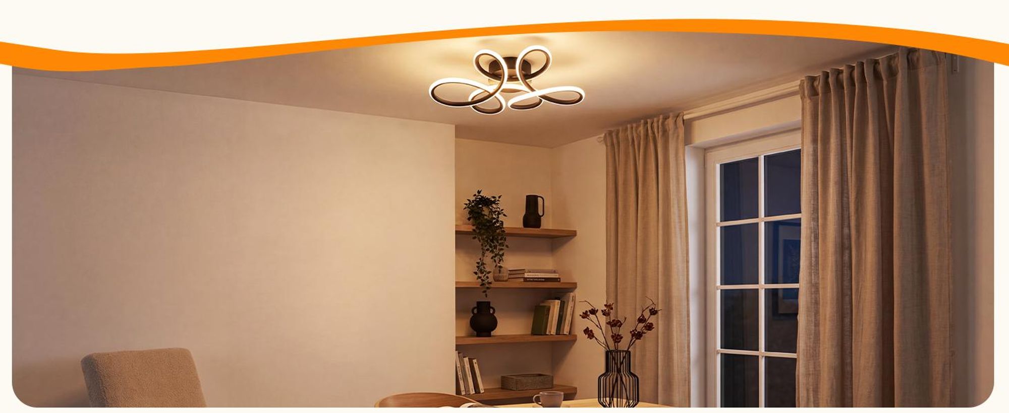ZMH Deckenlampe Wohnzimmer LED Deckenleuchte 24W 3000K Küchenlampe Schwarz Modern Blume Design Wohnzimmerlampe für Schlafzimmer Büro Küche Flur