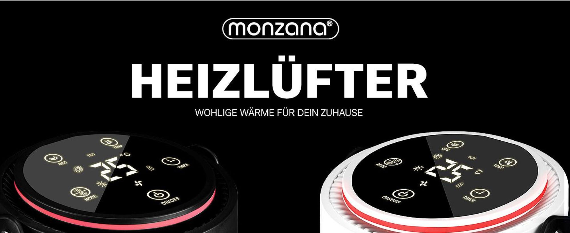 MONZANA® Keramik Heizlüfter 2000W 4 Betriebsmodi 15-35°C Energiesparend 70° Oszillation Timer Leise Fernbedienung Elektroheizung Heizstrahler weiss