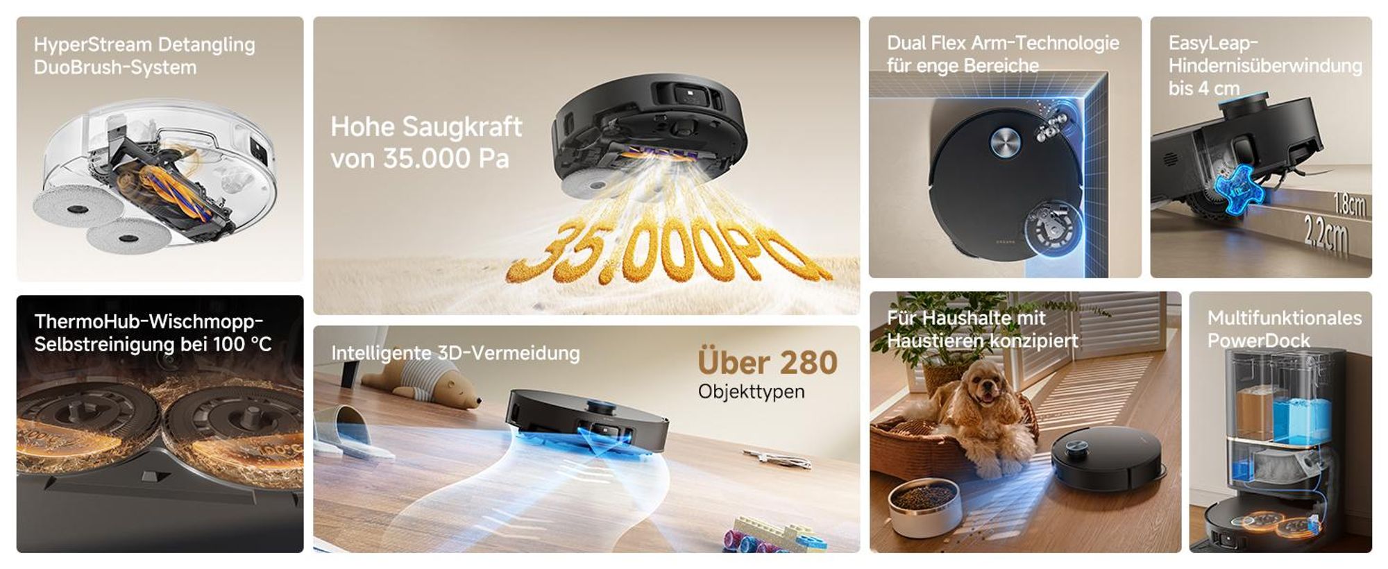 Dreame L60 Ultra Saugroboter mit Wischfunktion,35KPa Saugkraft,KI-3D-ToF-Vision,100°C Selbstreinigung,Doppelflexarme,ausziehbare Seitenbürste,Autolift