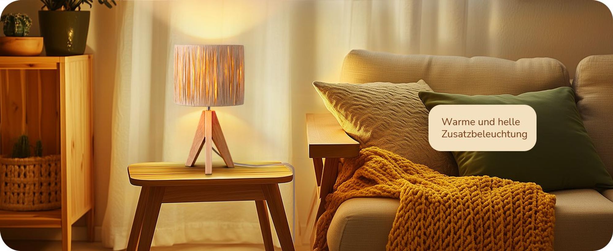 EDISHINE Nachttischlampe mit 4W Glühbirne, LED Tischlampe holzbein, Warmweiß, E27