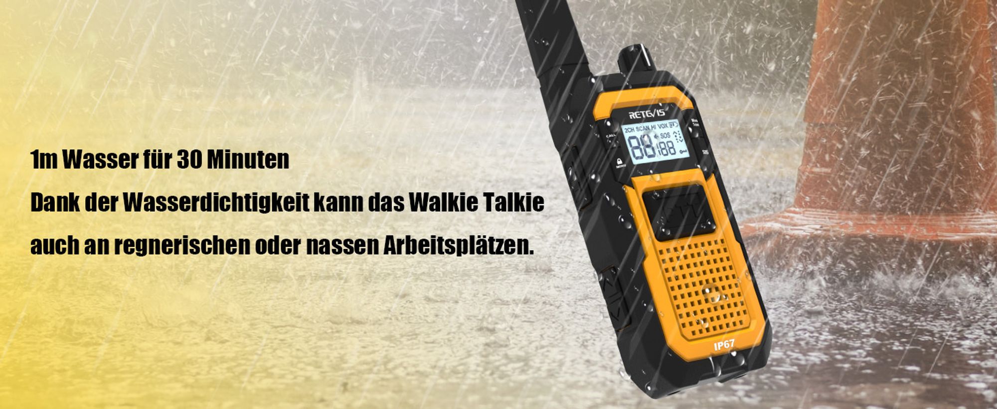 Retevis RB648 Funkgeräte, IP67 Wasserdicht, Staubdicht, Robuste, 2000 mAh Handfunkgerät, PMR446 Profi Walkie-Talkie für Baustelle, Industrie (6 Stück)