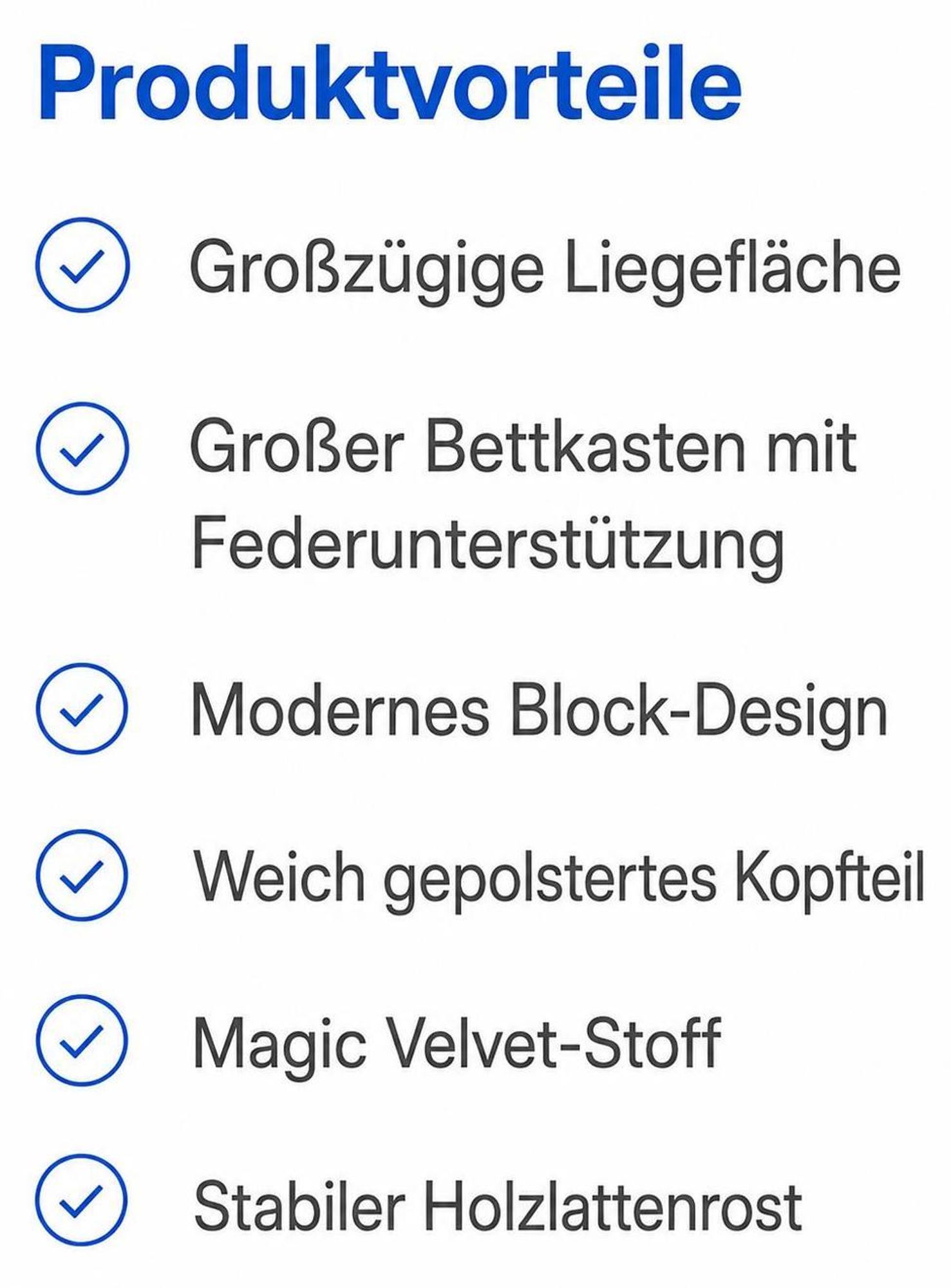 Produktvorteile des Polsterbetts TEDDY mit Bettkasten und Holzlattenrost