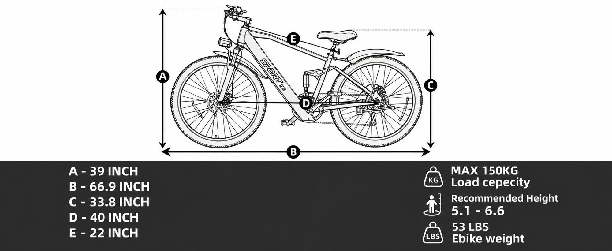 PiXELPiLOT T8S E Bike, Trekking E-Bikes Doppelte Federung, 250W Pedelec, 48V 8Ah Akku, Shimano 7-Gang, LED-Licht, LCD Display