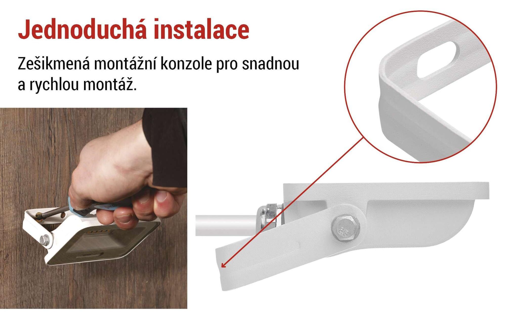 EMOS LED hliníkový reflektor GLARO 10W, IP65 vodotěsný pro venkovní prostory, 1000lm, neutrální bílá 4000K, 20cm gumový kabel, bílý, ZS2214W