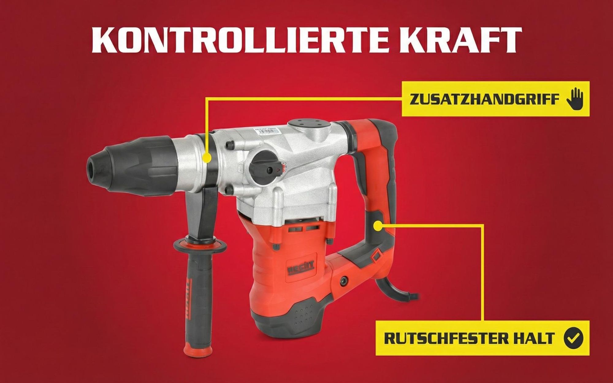 HECHT 1069 Bohrhammer SDS-Max | 1600 W | mit Koffer | inklusive viel Zubehör