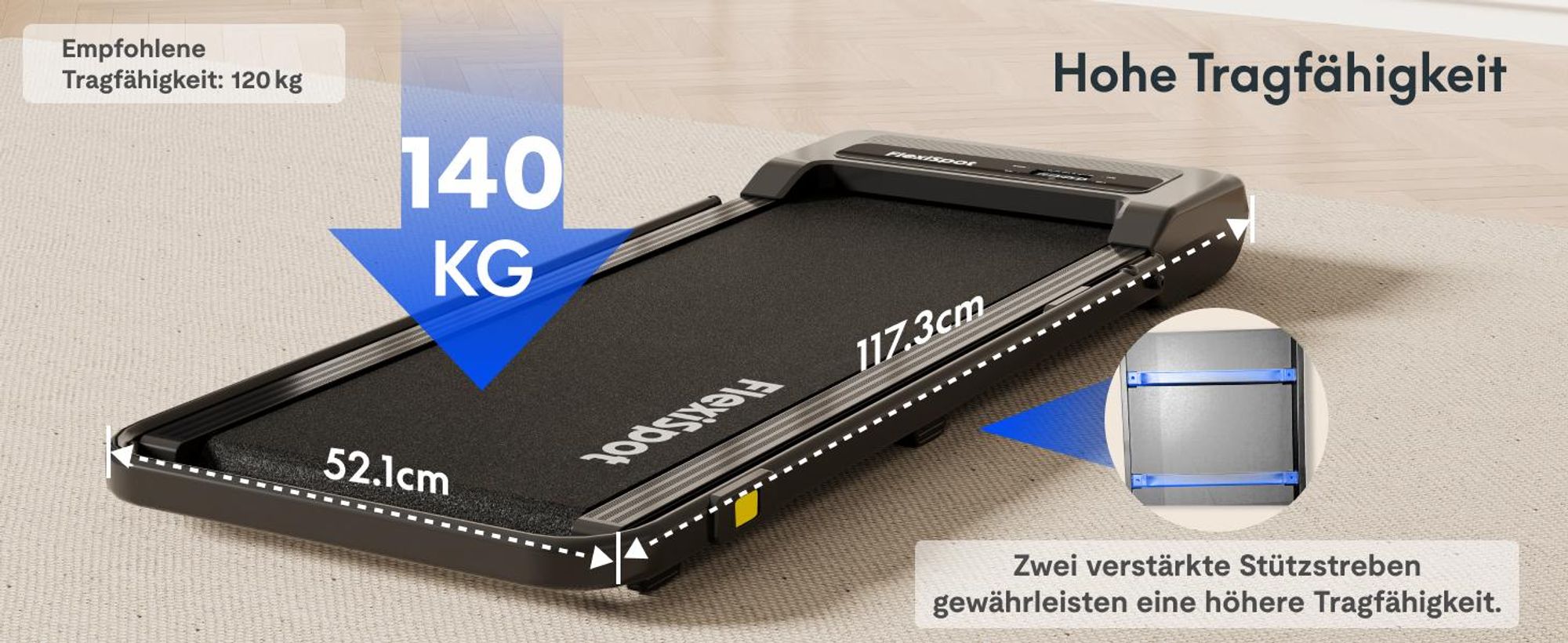 FLEXISPOT Laufband, 3 in 1 Walking Pad, 1-10 km/h, bis 140 KG belastbar, mit LED-Display, Fernbedienung, Schmiermitteln für Zuhause & Büro