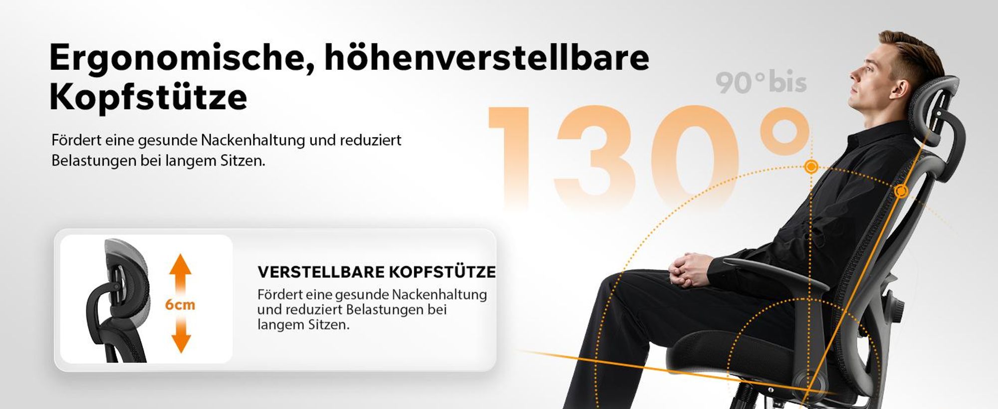 SENSE7 Noxo Ergonomischer Bürostuhl Schreibtischstuhl Schwarz Klappbare Armlehnen Kopfstütze Netzrücken Chefsessel Homeoffice Wippfunktion 150 kg