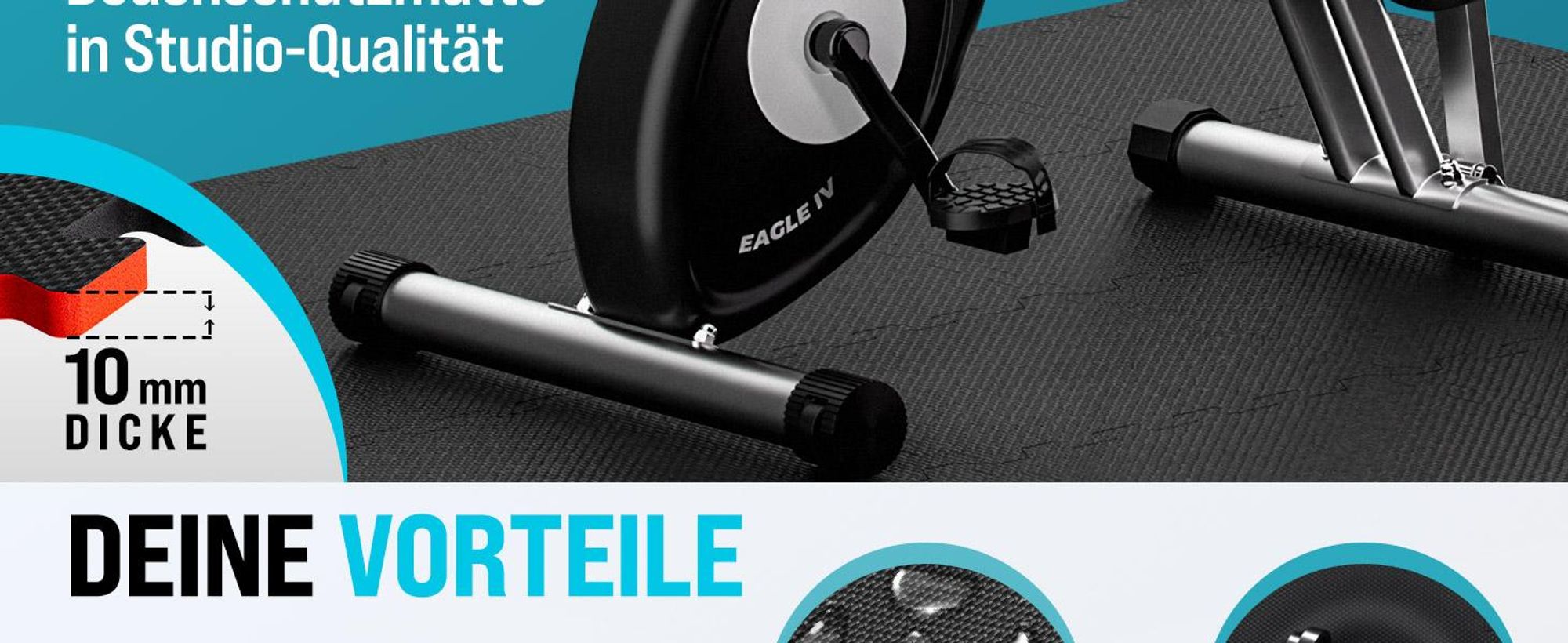 MONZANA® 36x Bodenschutzmatten Fitness & Pool mit Randstücken 30 x 30 cm 3 qm Rutschfest EVA-Schaumstoff Puzzlematte Trainingsmatten Fitnessgeräte