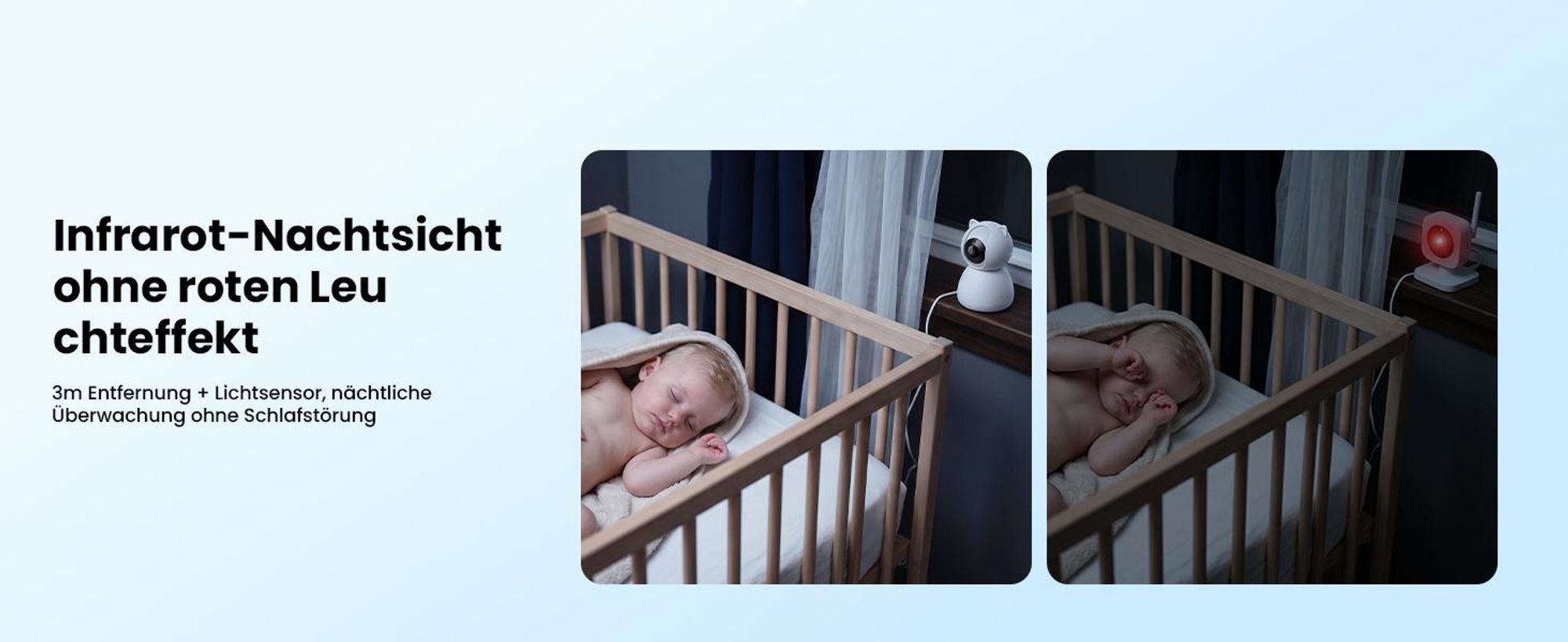 Babyphone mit Kamera und Audio ohne WLAN5 Zoll Display 30h Akkulaufzeit schwenkbar und neigbar 2xZoom Nachtsicht VOX Gegensprechfunktion mit Halterung