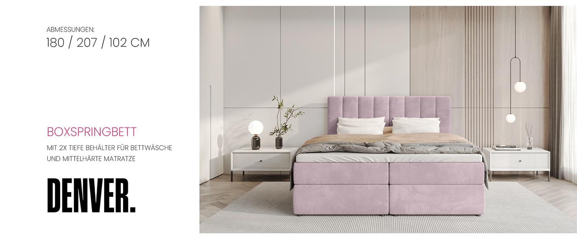 BroMARKT Boxspringbett DENVER mit 2 Bettkasten, Bonell-Matratze, Polsterbett, Bett (Beige, Cosmic 10, 180 x 200 cm)