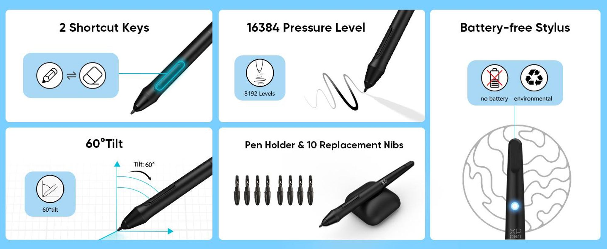 XPPen DECO 01 V2, Verkabelt & Kabellos, 5080 lpi, 254 x 158,75 mm, USB, 1 cm, Stift