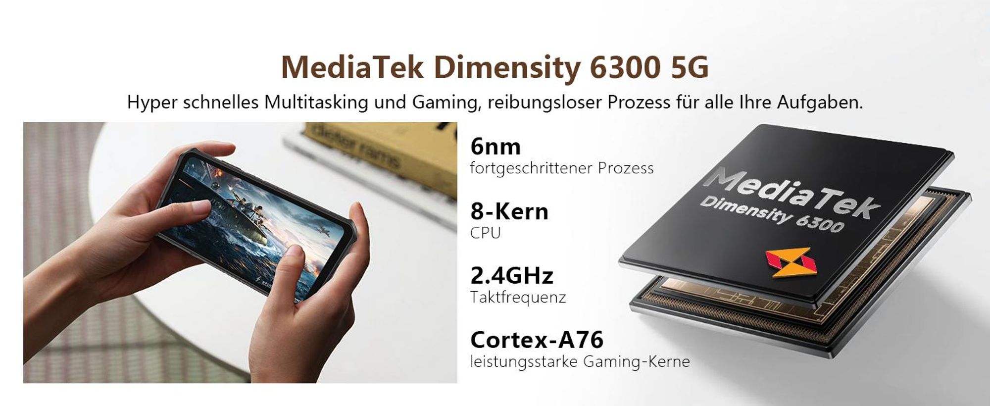 Ulefone Armor X16 Pro 5G Dimensity 6300 Outdoor Handy Android 15 6,56" Corning Glas Smartphone 10360mAh, 64MP+25MP Nachtsicht, 16GB+256GB/2TB, Schwarz