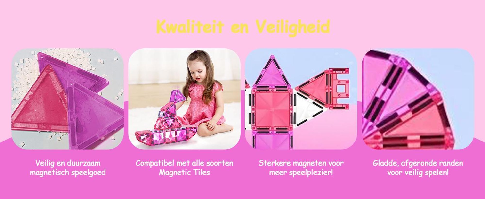 Olvy Magnetische bouwstenen, Montessori speelgoed, 80 stuks - Magnetische tegels voor kinderen - Magnetische bouwstenen - Magnetisch constructiespeelgoed, Magna, Prinses