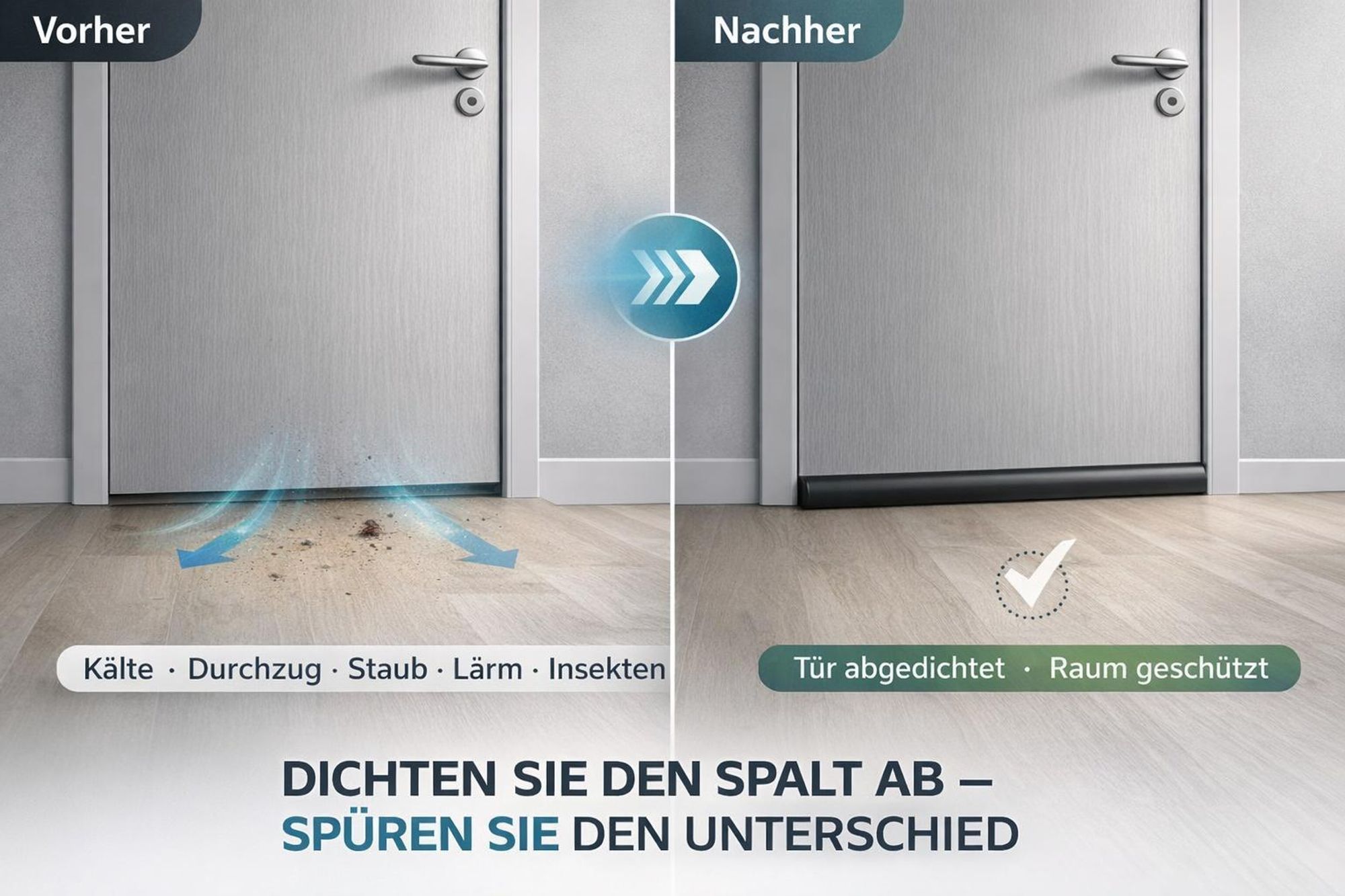3 Stück Zugluftstopper Türbodendichtung Türdichtung Set Türstopper Windschutz Zugluftstopper Bodendichtung für Türen Energiesparen Schallschutz