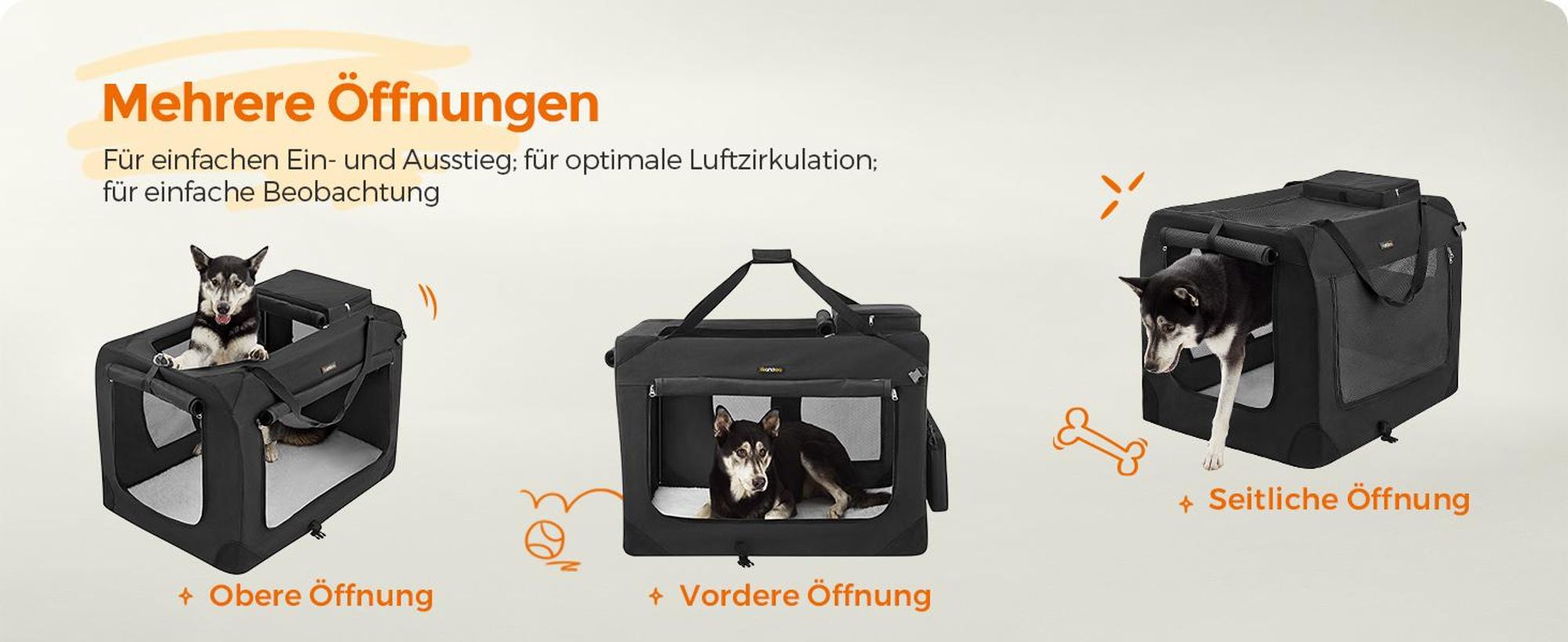 Feandrea XXXL Transportbox faltbar Oxford-Gewebe,Netzstoff,atmungsaktiv,Schwarz
