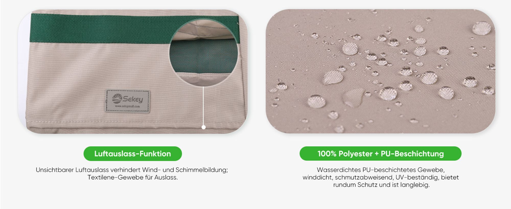 Sekey Sonnenschirm Schutzhülle für Ø 200 cm / Ø 240 cm / 200 x 150 cm Balkonschirm mit Stab und Reißverschluss, Taupe