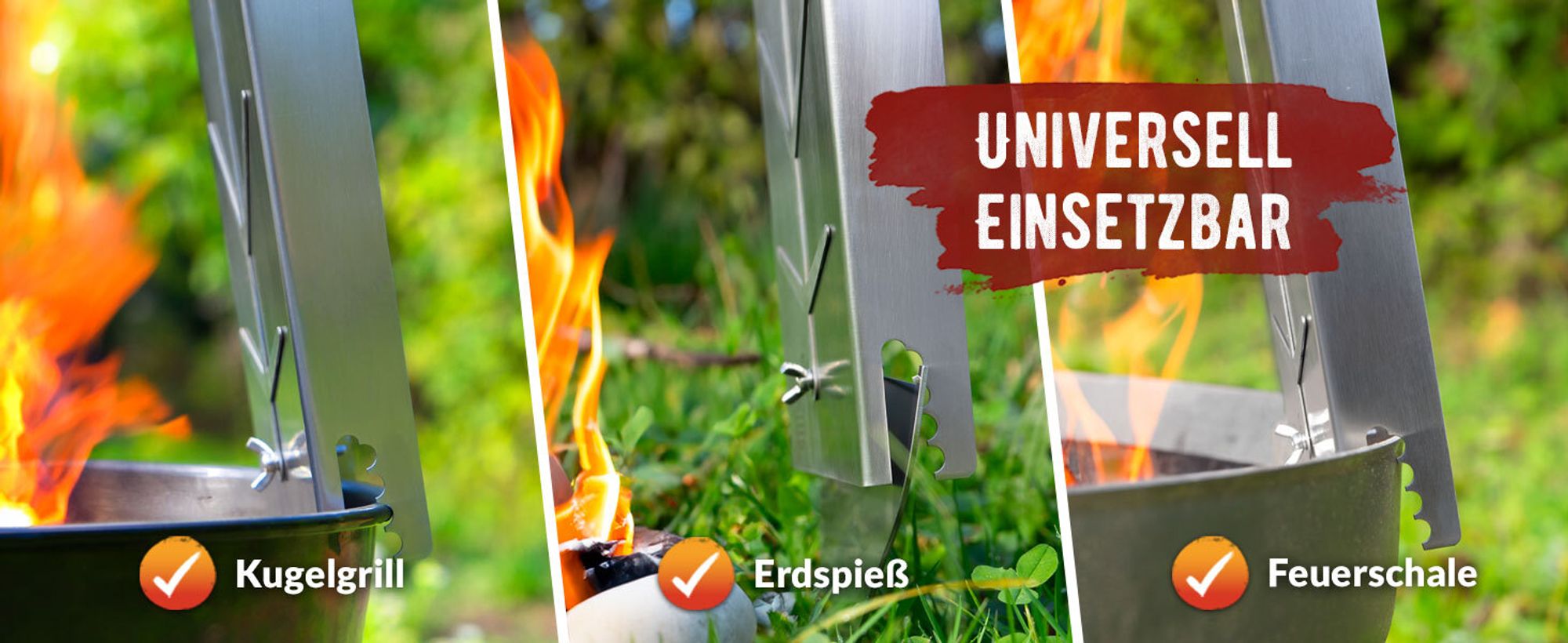 Premium Flammlachsbrett aus hochwertigem Edelstahl – 5-stufig verstellbar und um 180° drehbar