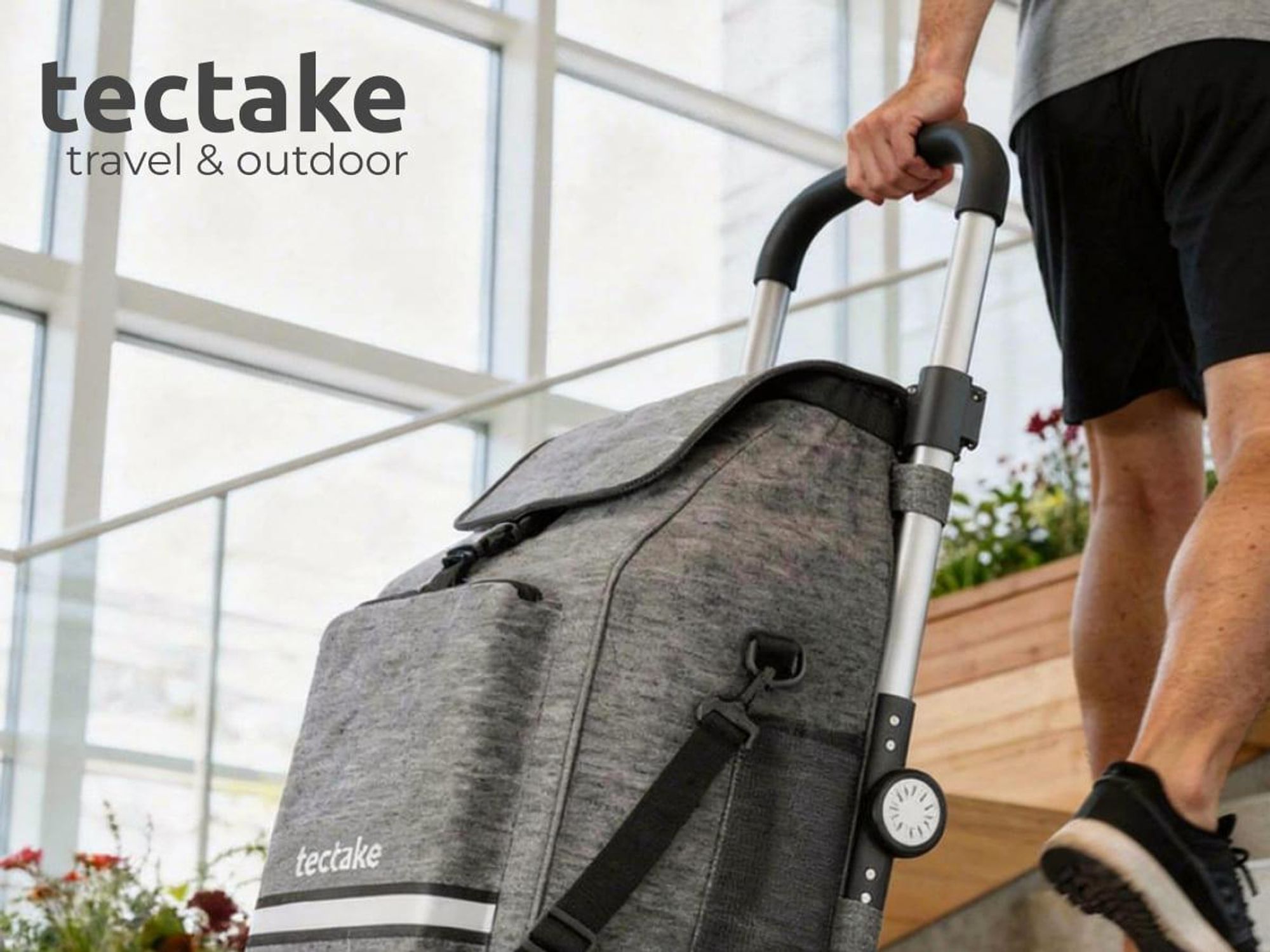 tectake Einkaufstrolley 3-in-1 klappbar mit Kühltasche 56L 30kg Aluminium Shopper Trolley Umhängetasche Sackkarre höhenverstellbar