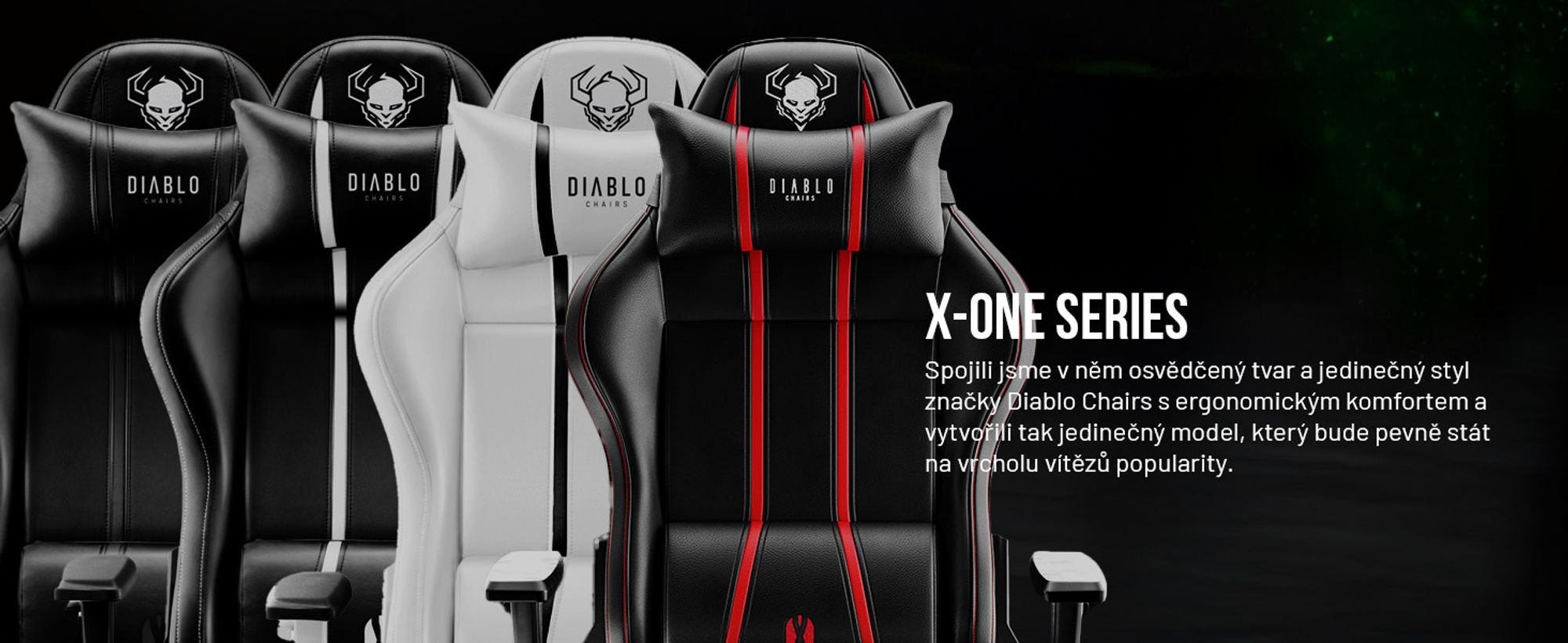 Herní židle Diablo X-One 2.0 Kancelářská židle Nastavitelné područky Ergonomický design Krční/bederní polštář, Barva: Černá-Zelená, Velikost Normal