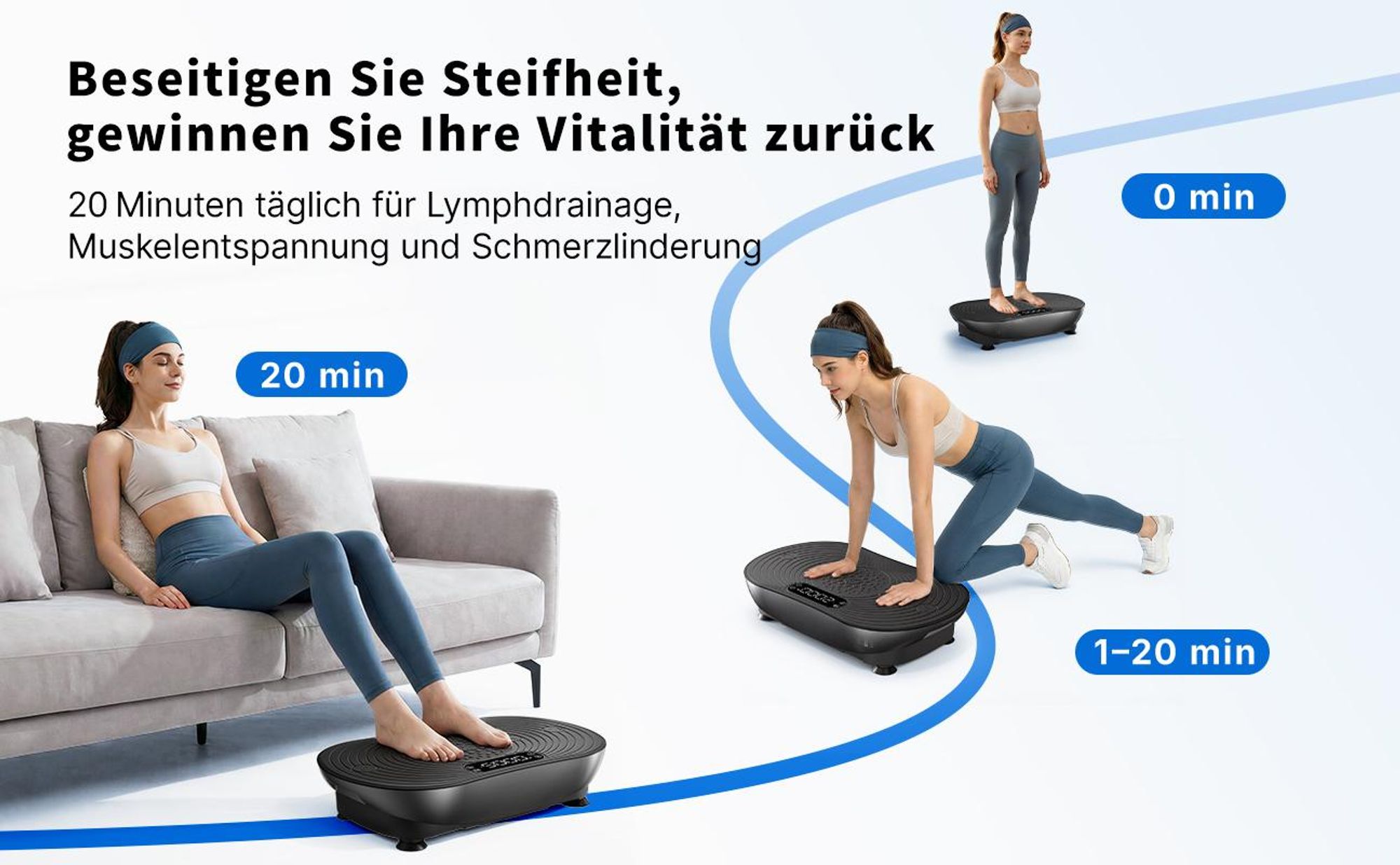 Vibrationsplatte, leise und Kompakte Vibrationsplatte mit LED-Display, mit Fernbedienung, für Ganzkörpertraining zu Hause, bis 158 kg