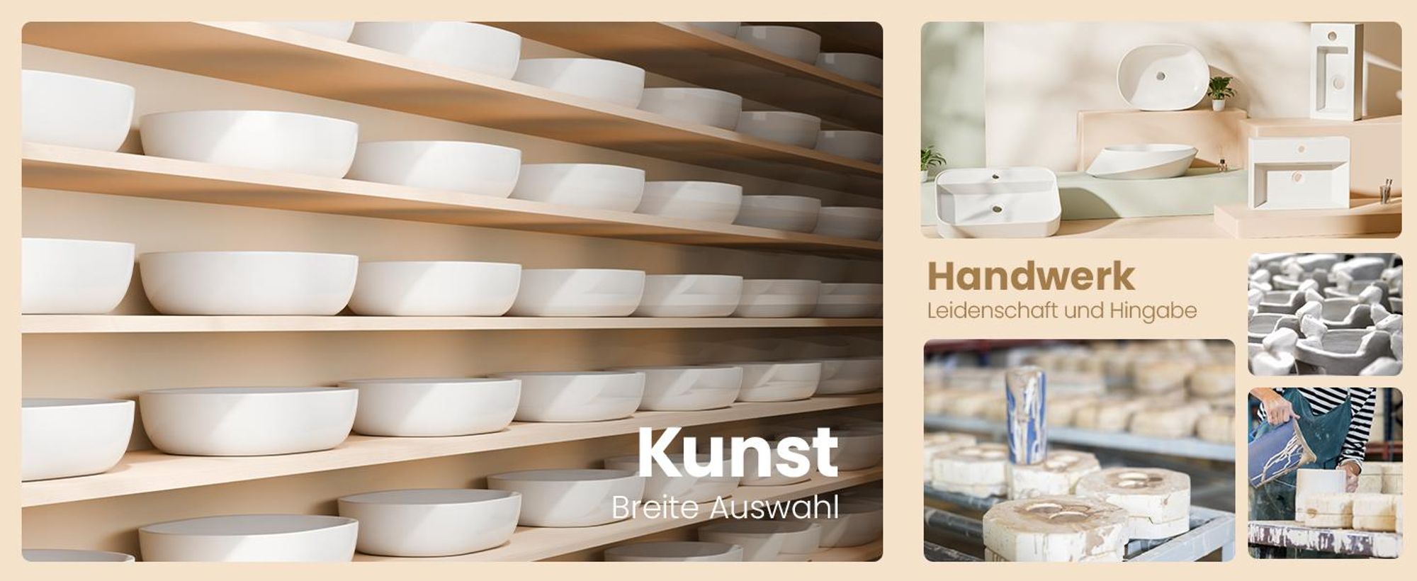 EMKE Keramik Waschtisch–Ovales Aufsatzwaschbecken Weiß ohne Armaturbohrung 60 x 41.5 x 13.5 cm