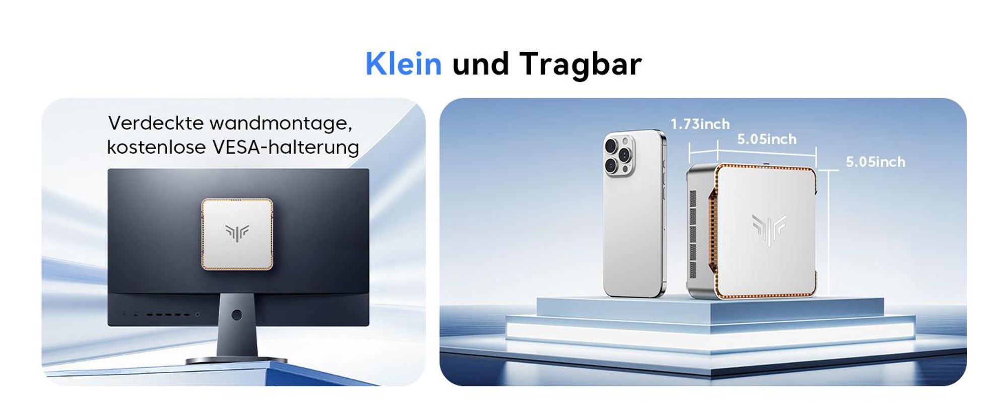 NiPoGi P2 Mini PC W-11 Pro, АMD Ryzen 7330U(4C/ 8T, bis zu 4,30 GHz)16 GB LPDDR4X 256 GB M.2 SSD Mini Desktop Computer mit 4K Triple Display, HDMI 2.0