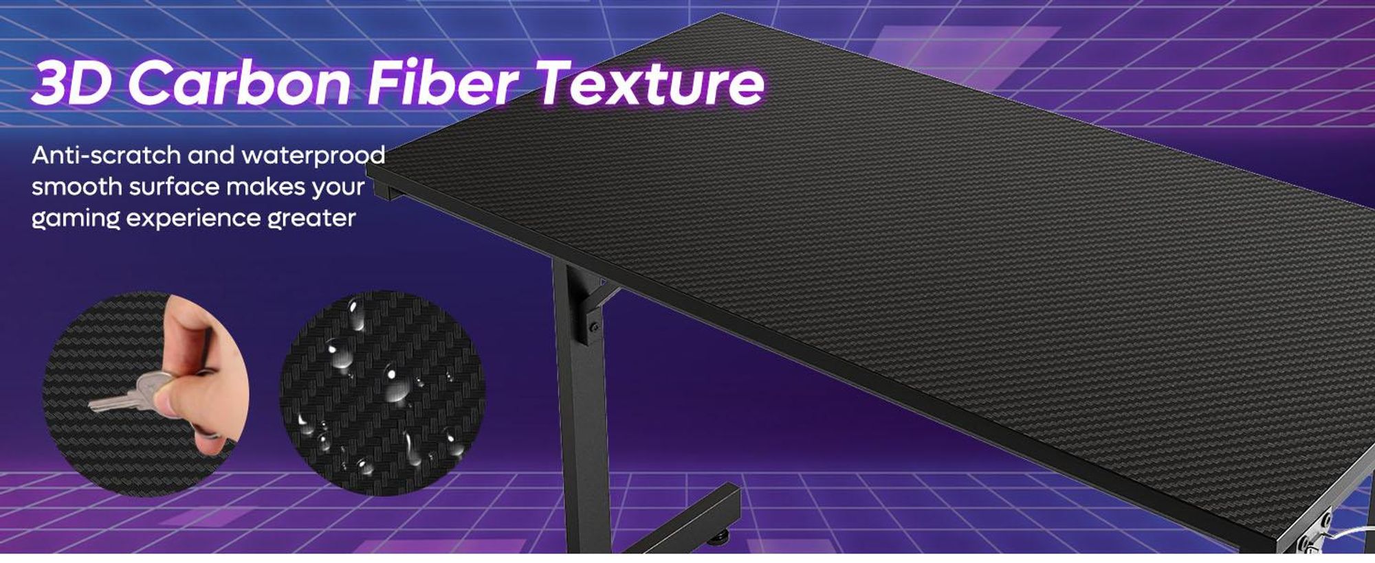 Bestier Gaming Schreibtisch 107cm klein, mit LED-Beleuchtung, Monitorständer, Headset-Haken & Becherhalter