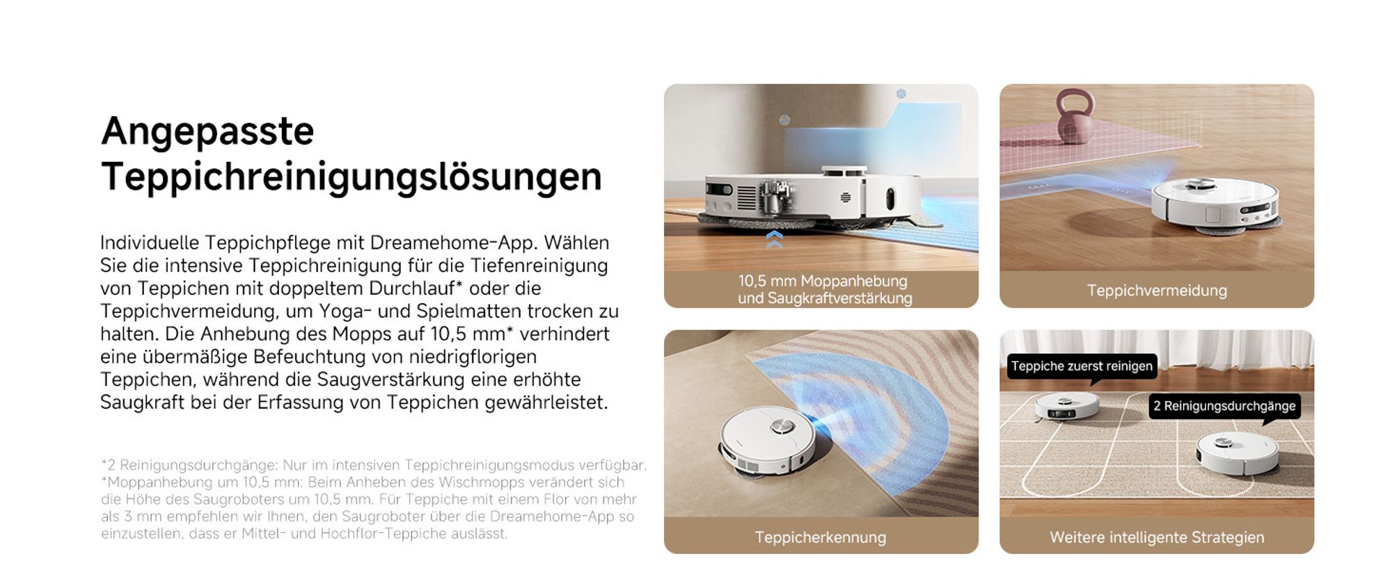 Dreame L40 Ultra AE Roboterstaubsauger mit Wischfunktion 2in1, 19000 Pa Saugleistung, 75 °C Selbstreinigung, Anti-Tangle, Dual-Line-Laser, Weiß