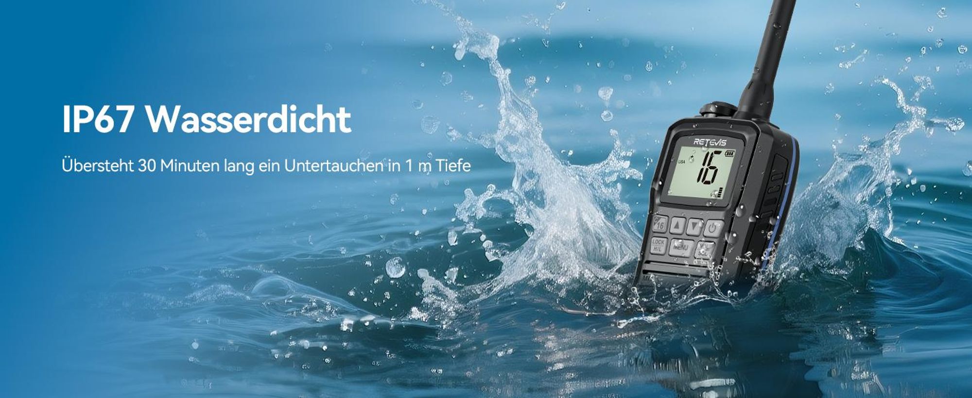 Retevis RM01P Seefunkgerät, Marine Radio, IP67, Schwimmende Vibration, 88 Kanäle,Typ-C, RM01 Verbesserte Version für Fischerboote und Transportschiffe