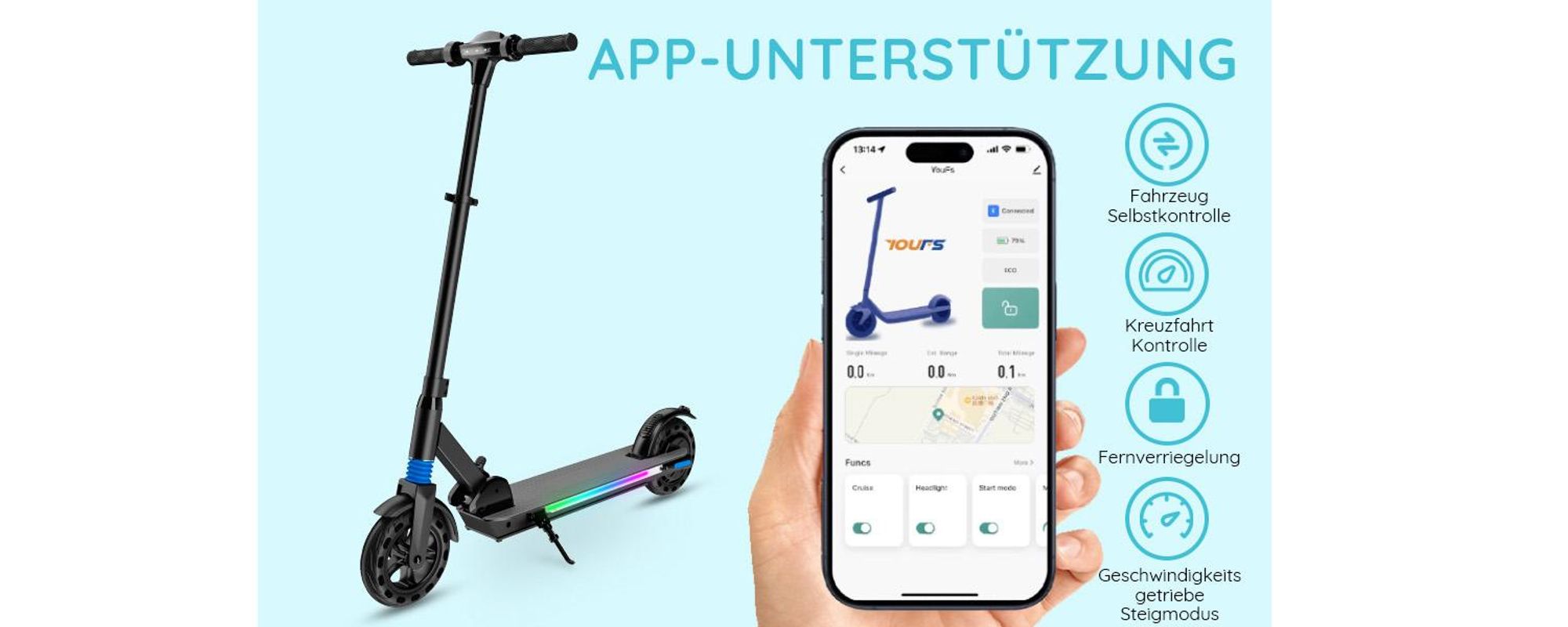 Elektroroller für Kinder und Jugendliche Mit 250W, 20km Reichweite