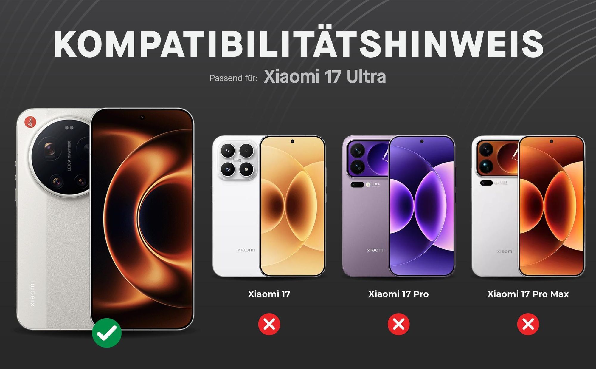 Kompatibilitätshinweise Displayglas für Xiaomi 17 Ultra