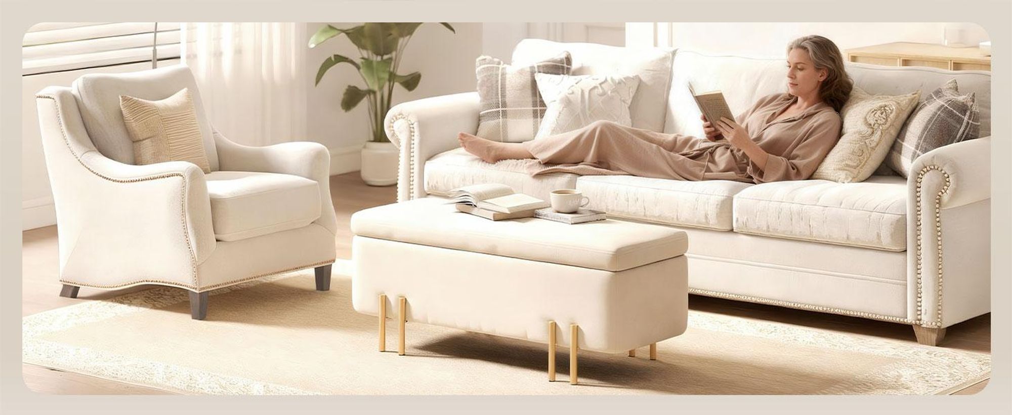 HOMCOM Sitzbank mit Stauraum Polsterbank mit Samtoptik, Metallbeine 100x40x42 cm