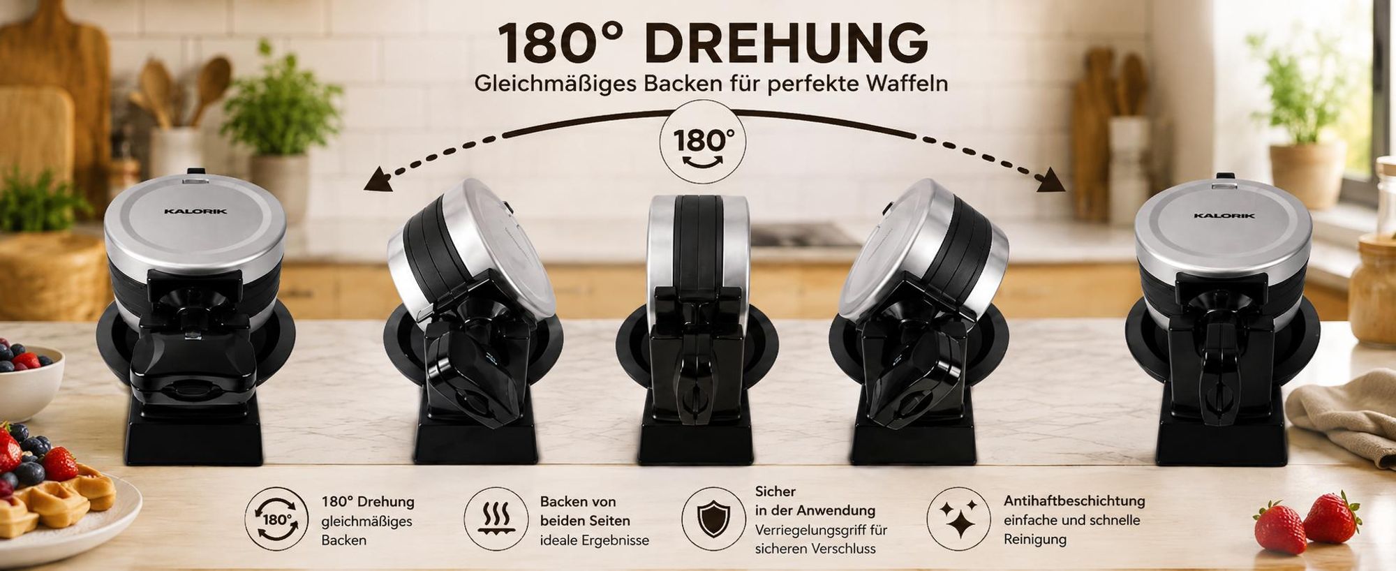 Waffeleisen 1400W Drehbar Doppel Wm2050 2 Belgische Waffeln 180° Leistungsstark