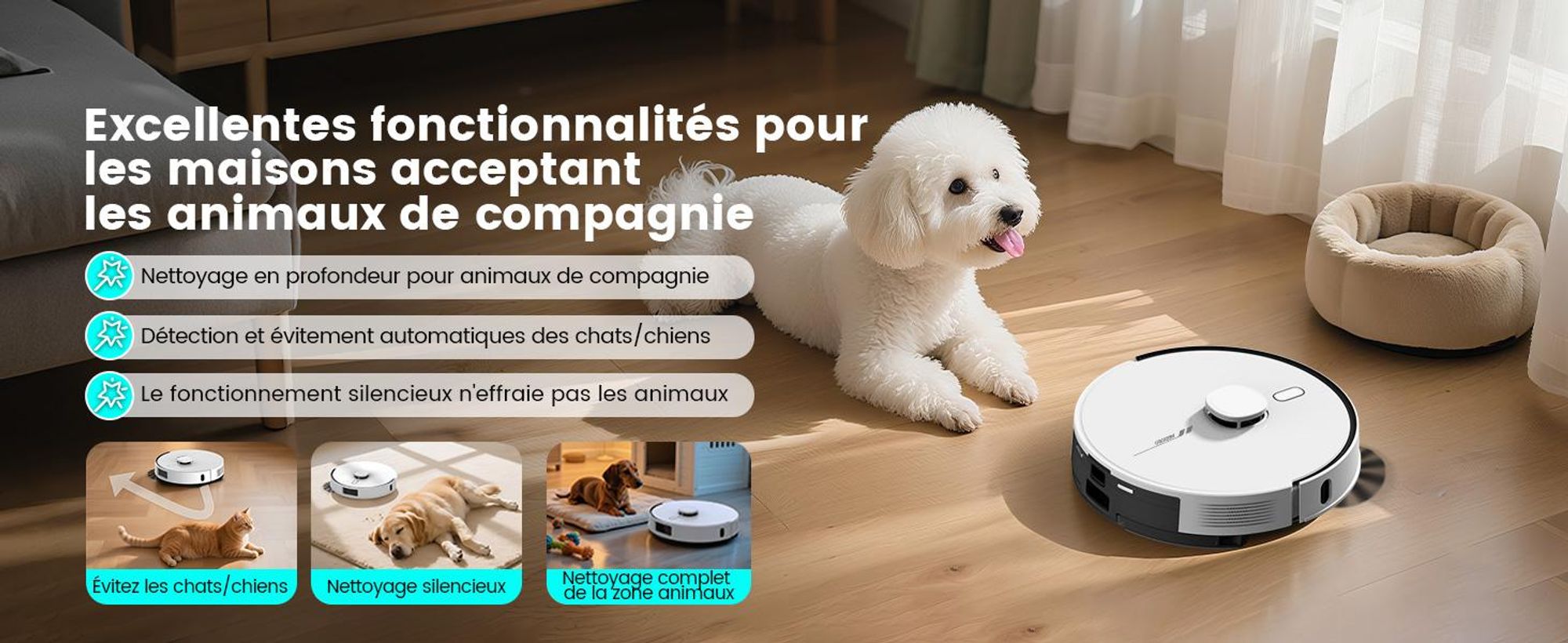 Robot aspirateur AIRROBO L60+ avec fonction de lavage, vidage automatique du bac à poussière, navigation LiDAR, 12 000 Pa, adapté aux tapis et aux poils d'animaux