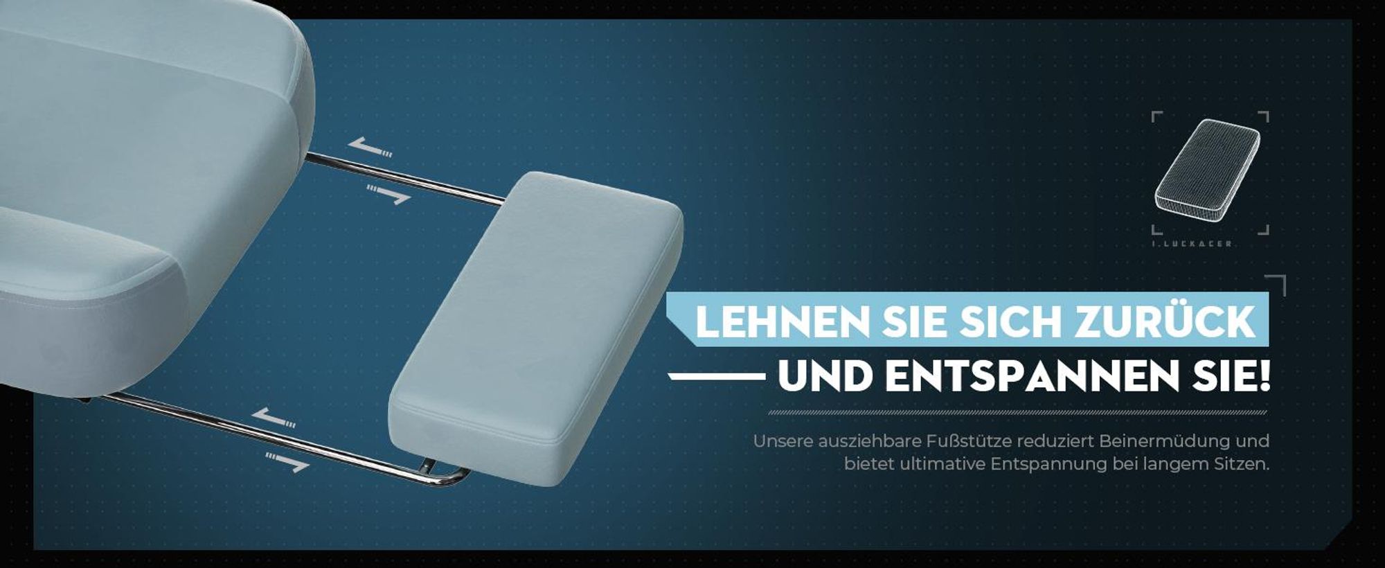 LUCKRACER Gaming Stuhl, Bürostuhl mit verbundenen Armlehnen, Memory-Schaum-Kissen, 90–155° Neigungswinkel und Fußstütze, strapazierfähigem Funktionsge