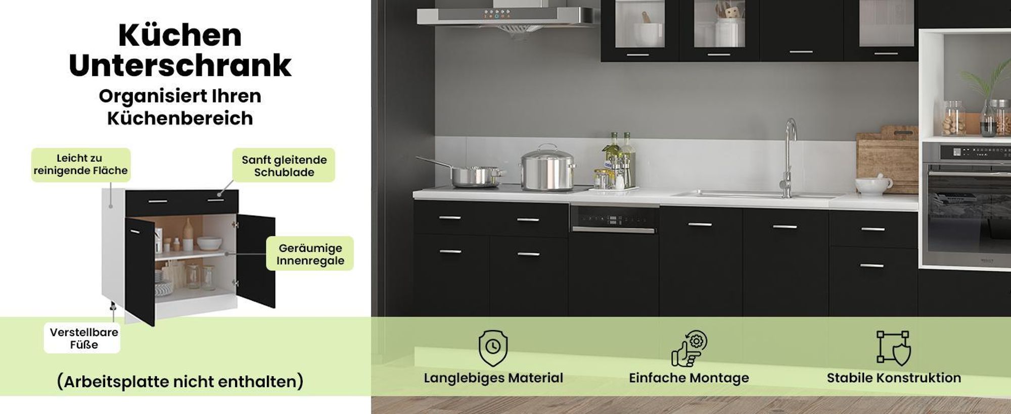 vidaXL Schubunterschrank Lyon Schwarz 80x46x81,5 cm Holzwerkstoff