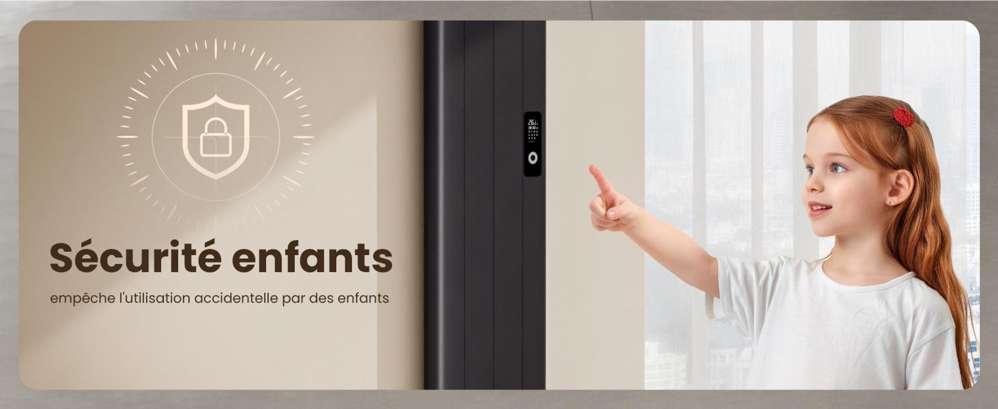 EMKE® Chauffage électrique 1000W écran LCD Anthracite Convecteur électrique 1600x362x60mm WiFi + Alexa/Google Home, Montage mural Radiateur électrique pour pièce de 9m