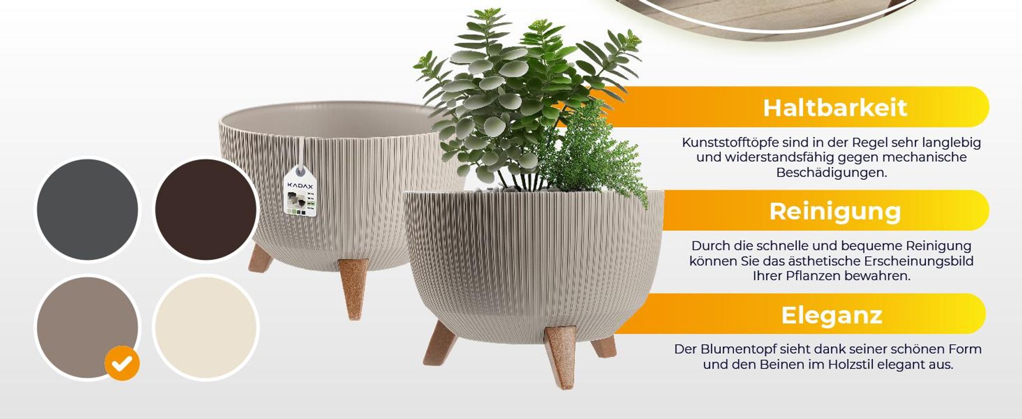 Blumentopf LAMELA Blumentopf FINEZIA DLUTO - eingekerbt, 30 x 30cm, Höhe 57cm, creme