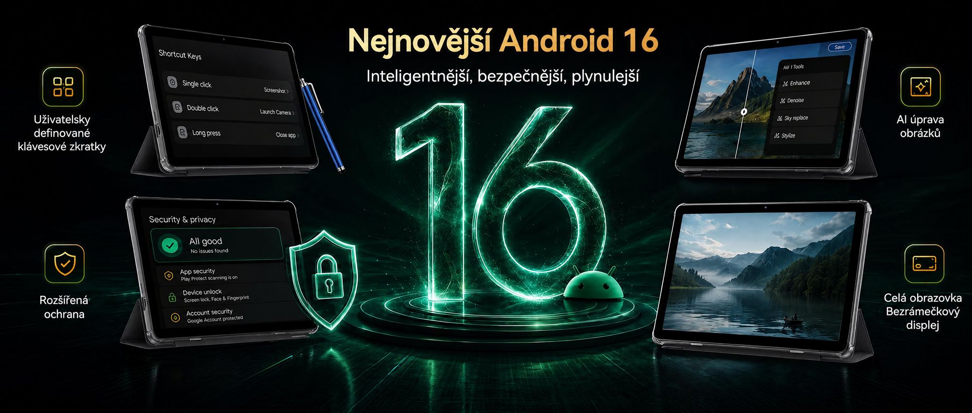 BESTTAB T20 10.1'' Android 16 Set Tablet, 24GB(8+16GB rozšiřitelná) RAM+256GB ROM(2TB TF), s krytem/perem/myší/klávesnicí, Widevine L1, 5G WiFi