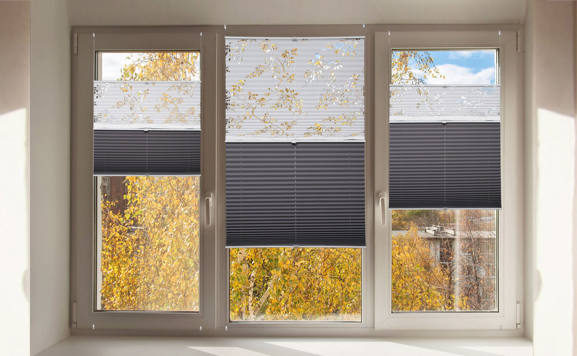Sekey Plissee 40×130 cm Faltrollo Klemmfix Ohne Bohren 100% Polyster Fensterollo Verdunkelung Plisseerollo mit Lichtdurchlässig Ausbrenner-Muster  Faltrollo Jalousie für Fenster & Tür
