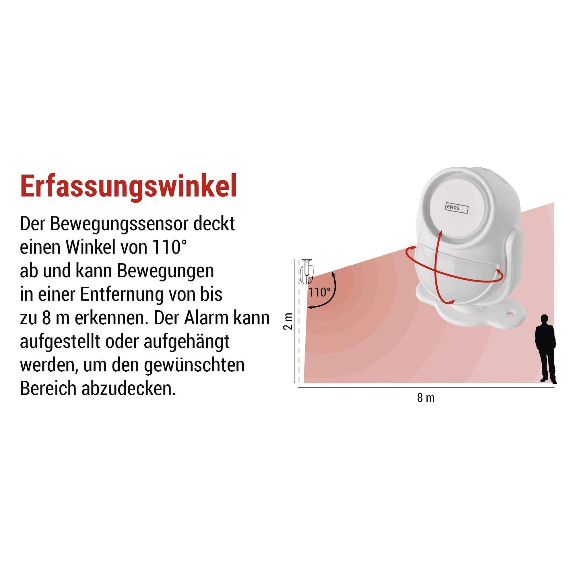 EMOS GoSmart PIR Bewegungsmelder-Alarm mit 125 dB Sirene und App, Dual-Betrieb, 2x Fernbedienung und 6x Türsensor, Tuya, 2,4 GHz WiFI, weiß, H5030