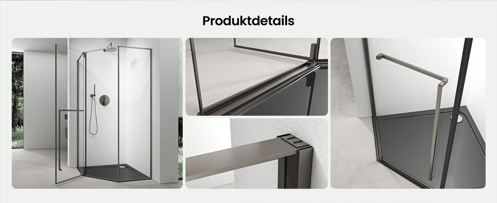 Mai & Mai Fünfeckdusche 90x90 cm mit Drehtür Duschkabine Eckdusche 8mm ESG-Sicherheitsglas Nano-Beschichtung Duschabtrennung Ravenna68K-Plus