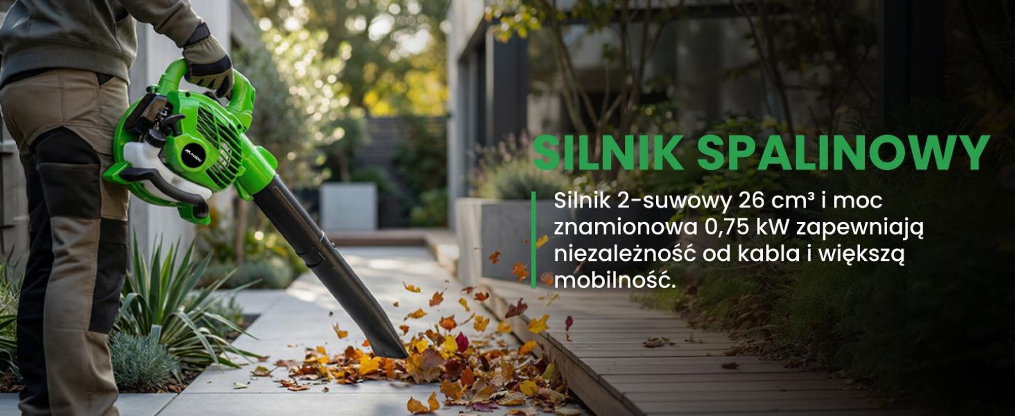 Zielona spalinowa dmuchawa do liści odkurzacz z rozdrabniaczem