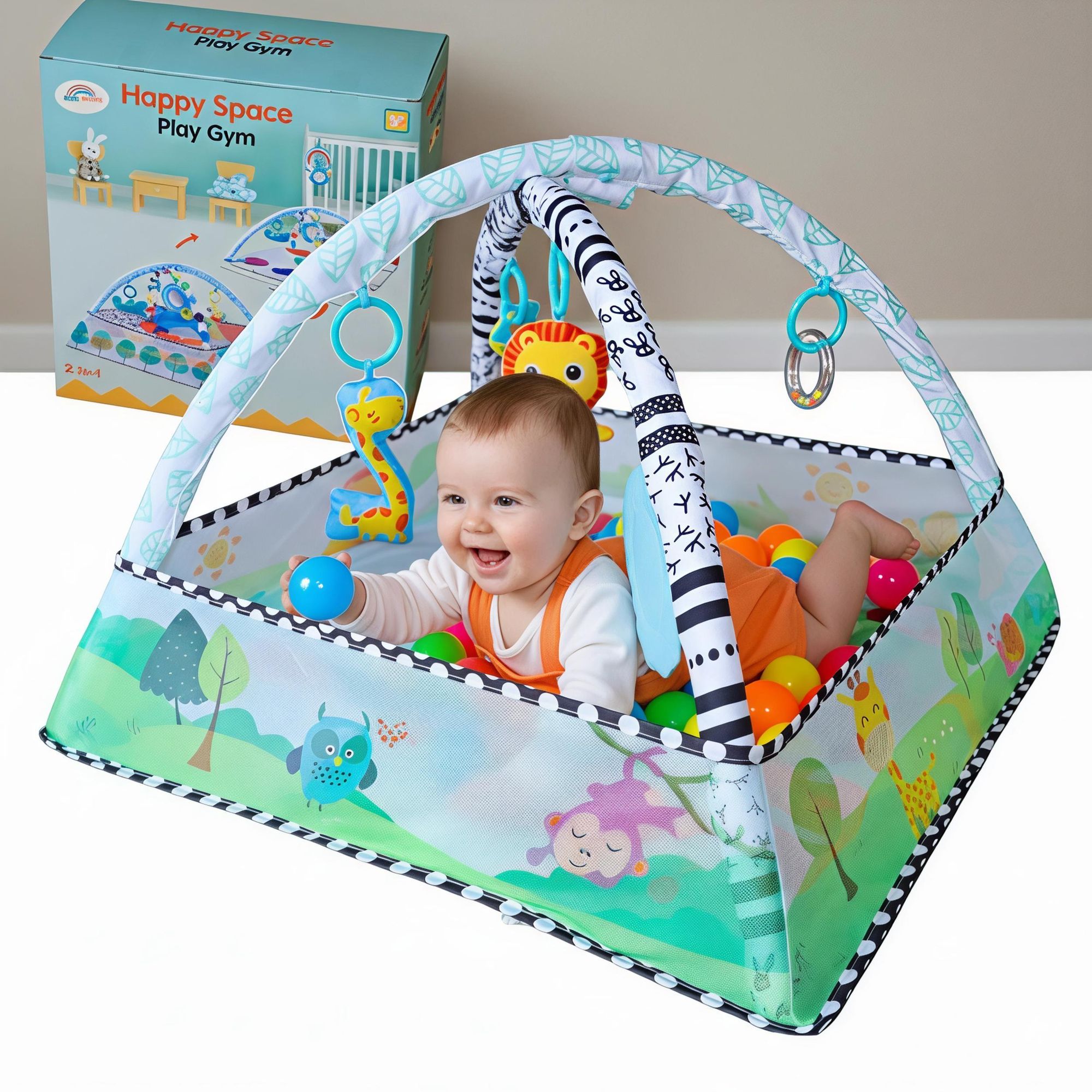 Deka na plazení s míčky Hrací podložka Playpen Baby Gym interaktivní podložka