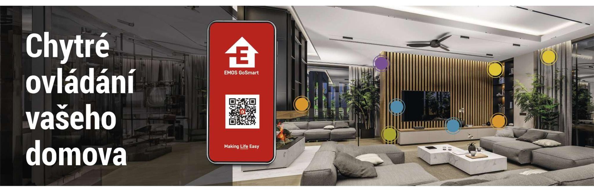 EMOS GoSmart PIR pohybové čidlo s alarmem, sirénou 125dB a aplikací, duální provoz, 2x dálkové ovládání a 6x dveřní senzor, Tuya, 2,4GHz Wi-Fi, H5030